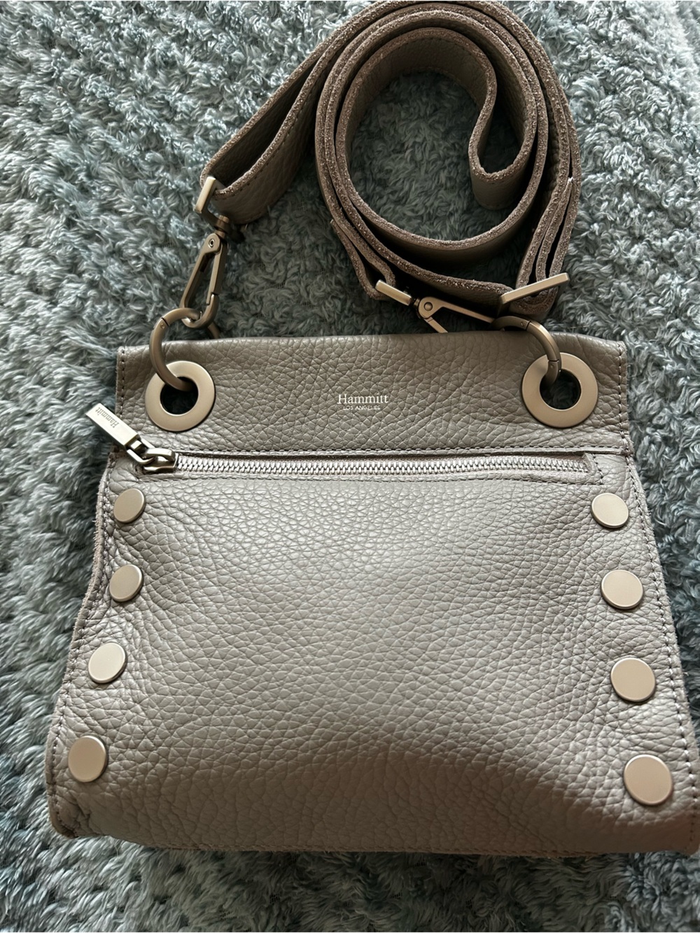 Hammitt Women's grey-taupe Leather Crossbody Bag Beautiful Leather condition!
